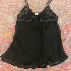 Sheer Black Lace Trim Camisole